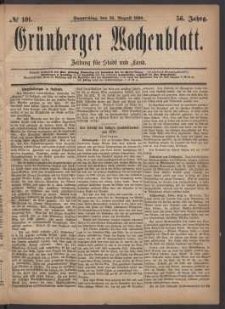 Grünberger Wochenblatt: Zeitung für Stadt und Land, No. 101. (26. August 1880)