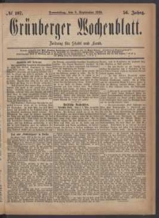 Grünberger Wochenblatt: Zeitung für Stadt und Land, No. 107. (9. September 1880)