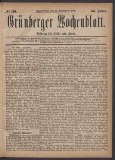 Grünberger Wochenblatt: Zeitung für Stadt und Land, No. 110. (16. September 1880)