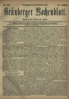 Gr&uuml;nberger Wochenblatt: Zeitung f&uuml;r Stadt und Land, No. 113. (23. September 1880)
