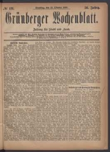 Grünberger Wochenblatt: Zeitung für Stadt und Land, No. 121. (12. Oktober 1880)