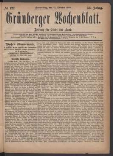 Grünberger Wochenblatt: Zeitung für Stadt und Land, No. 122. (14. Oktober 1880)