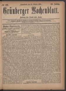 Gr&uuml;nberger Wochenblatt: Zeitung f&uuml;r Stadt und Land, No. 123. (16. Oktober 1880)