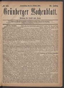 Grünberger Wochenblatt: Zeitung für Stadt und Land, No. 125. (21. Oktober 1880)