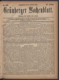 Grünberger Wochenblatt: Zeitung für Stadt und Land, No. 126. (23. Oktober 1880)