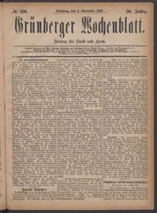 Gr&uuml;nberger Wochenblatt: Zeitung f&uuml;r Stadt und Land, No. 130. (2. November 1880)