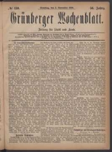 Grünberger Wochenblatt: Zeitung für Stadt und Land, No. 130. (2. November 1880)