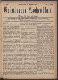 Gr&uuml;nberger Wochenblatt: Zeitung f&uuml;r Stadt und Land, No. 136. (16. November 1880)