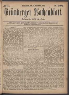 Grünberger Wochenblatt: Zeitung für Stadt und Land, No. 141. (27. November 1880)