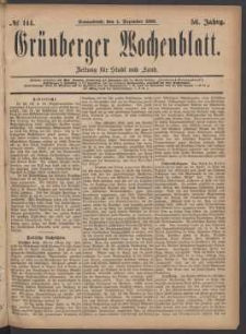 Gr&uuml;nberger Wochenblatt: Zeitung f&uuml;r Stadt und Land, No. 144. (4. Dezember 1880)