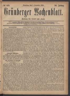Grünberger Wochenblatt: Zeitung für Stadt und Land, No. 145. (7. Dezember 1880)