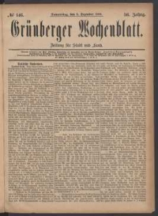 Gr&uuml;nberger Wochenblatt: Zeitung f&uuml;r Stadt und Land, No. 146. (9. Dezember 1880)