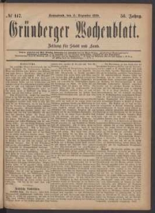 Grünberger Wochenblatt: Zeitung für Stadt und Land, No. 147. (11. Dezember 1880)
