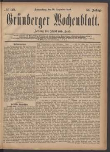 Grünberger Wochenblatt: Zeitung für Stadt und Land, No. 149. (16. November 1880)
