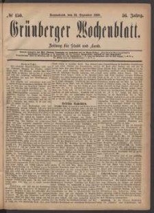 Gr&uuml;nberger Wochenblatt: Zeitung f&uuml;r Stadt und Land, No. 150. (18. Dezember 1880)