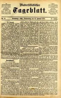 Niederschlesisches Tageblatt, no 10 (Gr&uuml;nberg i. Schl., Donnerstag, den 13. Januar 1898)