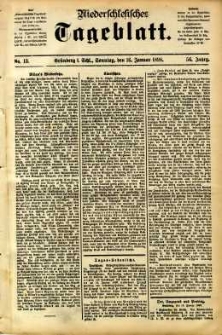 Niederschlesisches Tageblatt, no 13 (Gr&uuml;nberg i. Schl., Sonntag, den 16. Januar 1898)