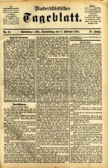 Niederschlesisches Tageblatt, no 40 (Gr&uuml;nberg i. Schl., Donnerstag, den 17. Februar 1898)