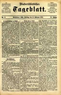 Niederschlesisches Tageblatt, no 41 (Grünberg i. Schl., Freitag, den 18. Februar 1898)