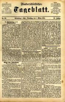 Niederschlesisches Tageblatt, no 50 (Gr&uuml;nberg i. Schl., Dienstag, den 1. M&auml;rz 1898)