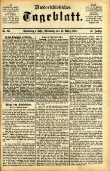 Niederschlesisches Tageblatt, no 63 (Gr&uuml;nberg i. Schl., Mittwoch, den 16. M&auml;rz 1898)