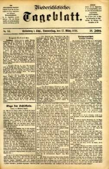 Niederschlesisches Tageblatt, no 64 (Gr&uuml;nberg i. Schl., Donnerstag, den 17. M&auml;rz 1898)