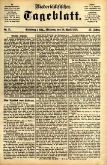 Niederschlesisches Tageblatt, no 91 (Gr&uuml;nberg i. Schl., Mittwoch, den 20. April 1898)