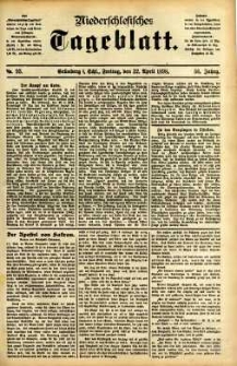 Niederschlesisches Tageblatt, no 93 (Gr&uuml;nberg i. Schl., Freitag, den 22. April 1898)