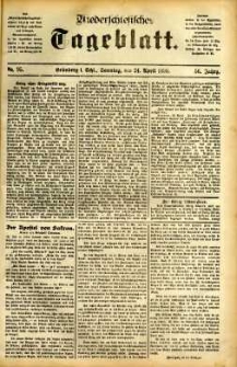 Niederschlesisches Tageblatt, no 95 (Gr&uuml;nberg i. Schl., Sonntag, den 24. April 1898)