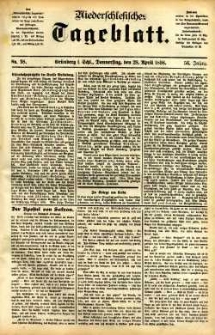 Niederschlesisches Tageblatt, no 98 (Grünberg i. Schl., Donnerstag, den 28. April 1898)
