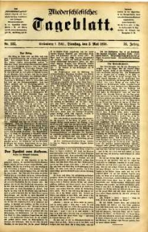 Niederschlesisches Tageblatt, no 102 (Gr&uuml;nberg i. Schl., Dienstag, den 3. Mai 1898)