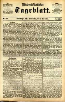 Niederschlesisches Tageblatt, no 104 (Gr&uuml;nberg i. Schl., Donnerstag, den 5. Mai 1898)