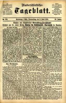 Niederschlesisches Tageblatt, no 132 (Gr&uuml;nberg i. Schl., Donnerstag, den 9. Juni 1898)