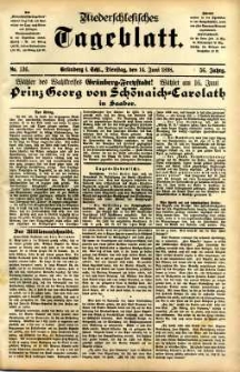 Niederschlesisches Tageblatt, no 136 (Gr&uuml;nberg i. Schl., Dienstag, den 14. Juni 1898)