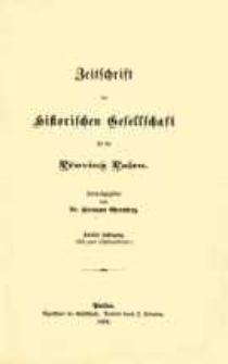 Zeitschrift der Historischen Gesellschaft f&uuml;r die Provinz Posen, Jg. 2 (1886)