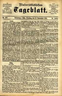 Niederschlesisches Tageblatt, no 273 (Gr&uuml;nberg i. Schl., Dienstag, den 22. November 1898)