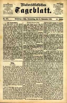 Niederschlesisches Tageblatt, no 275 (Gr&uuml;nberg i. Schl., Donnerstag, den 24. November 1898)