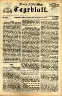 Niederschlesisches Tageblatt, no 279 (Grünberg i. Schl., Dienstag, den 29. November 1898)