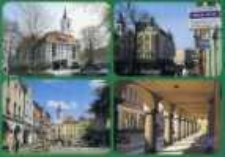 Zielona Góra; fragmenty zabudowy starego miasta (Kościół M.B. Częstochowskiej, Rynek Starego Miasta, Fragment "deptaka" zielonogórskiego, Podceienia - ul. Pod Filarami)