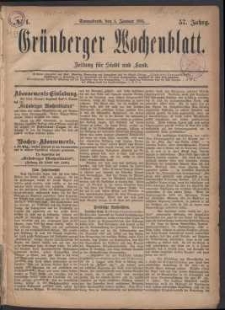 Grünberger Wochenblatt: Zeitung für Stadt und Land, No. 1. (1. Januar 1881)