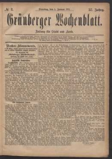 Grünberger Wochenblatt: Zeitung für Stadt und Land, No. 2. (4. Januar 1881)