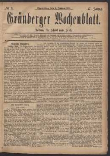 Grünberger Wochenblatt: Zeitung für Stadt und Land, No. 3. (6. Januar 1881)