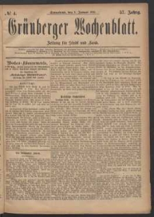 Grünberger Wochenblatt: Zeitung für Stadt und Land, No. 4. (8. Januar 1881)