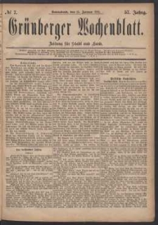 Grünberger Wochenblatt: Zeitung für Stadt und Land, No. 7. (15. Januar 1881)