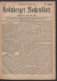 Grünberger Wochenblatt: Zeitung für Stadt und Land, No. 8. (18. Januar 1881)