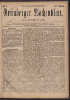 Grünberger Wochenblatt: Zeitung für Stadt und Land, No. 9. (20. Januar 1881)