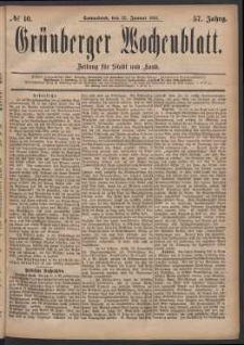 Grünberger Wochenblatt: Zeitung für Stadt und Land, No. 10. (22. Januar 1881)