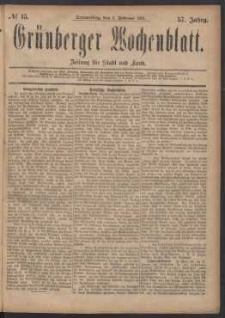 Grünberger Wochenblatt: Zeitung für Stadt und Land, No. 15. (3. Februar 1881)