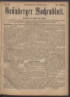 Grünberger Wochenblatt: Zeitung für Stadt und Land, No. 16. (5. Februar 1881)