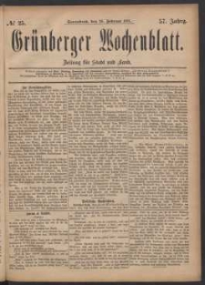 Grünberger Wochenblatt: Zeitung für Stadt und Land, No. 25. (26. Februar 1881)